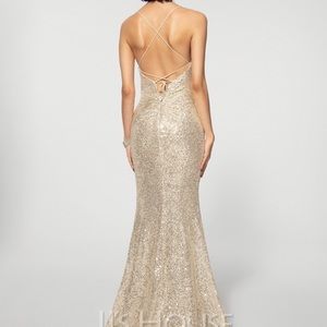 NEW!!! Maxi Dress V-Neck Sweep Train Sequined Evening Dress With Pleated